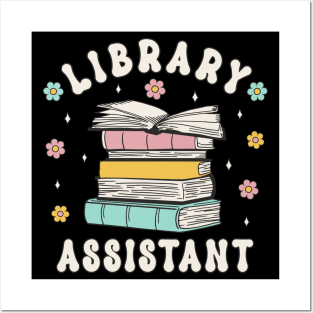 Library Assistant Retro Groovy Librarian Assistent Book Lover Posters and Art